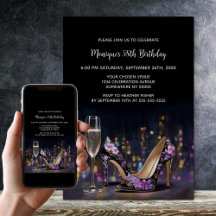 Paarse Bloemige Stiletto Schoenen Verjaardagsfeest