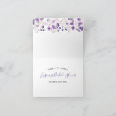 Paarse bloemige theebruidsfeest opvouwbare kaart (Binnen)