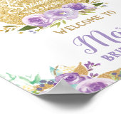 Paarse Bloemige Theepartij Bruidsdouche Welkom Bor Poster (Hoek)