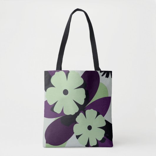 Paarse Bloemige Tote Tas – Modern Minimaal Design (Voorkant)