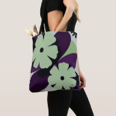 Paarse Bloemige Tote Tas – Modern Minimaal Design (Dichtbij)