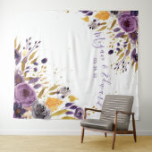 Paarse Bloemige Trouw Achterwand Ontvangst Decorat Wandkleed (In Situ (horizontaal))