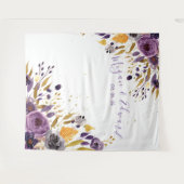 Paarse Bloemige Trouw Achterwand Ontvangst Decorat Wandkleed (Voorkant (horizontaal))