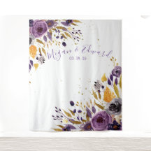 Paarse Bloemige Trouw Achterwand Ontvangst Decorat