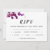 Paarse Bloemige Trouw RSPV Kaart (Voorkant)