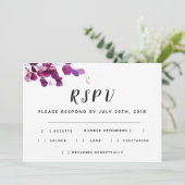 Paarse Bloemige Trouw RSPV Kaart (Staand voorkant)