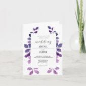 Paarse Bloemige Trouw Uitnodiging (Voorkant)