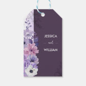 Paarse Bloemige Trouwcadeautag Cadeaulabel (Achterkant)