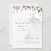 Paarse bloemige trouwjurk bruidsbeurten kaart (Voorkant)