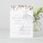 Paarse bloemige trouwjurk bruidsbeurten kaart (Staand voorkant)