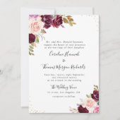 paarse bloemige trouwkaart met pruimkleurige tinte kaart (Voorkant)