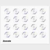 Paarse Bloemige Trouwsticker Cirkel Etiket (Vel)