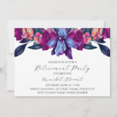 Paarse Bloemige Uitnodiging voor een Pensioenfeest (Voorkant)