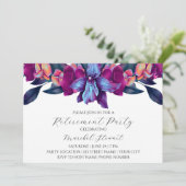 Paarse Bloemige Uitnodiging voor een Pensioenfeest (Staand voorkant)