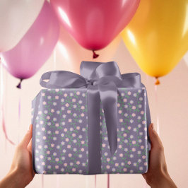 Paarse Bloemige Verjaardag Cadeaupapier