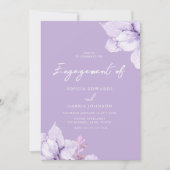 Paarse Bloemige Verloving Feest Kaart (Voorkant)