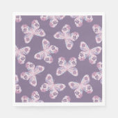 Paarse bloemige vlinder met patroon Baby shower Servet (Voorkant)
