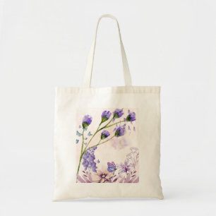 Paarse Bloemige Waterverf Canvas Tassen Tas Lave