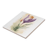 Paarse Bloemige Waterverf Crocus Keuken Badkamer Tegeltje (Zijkant)