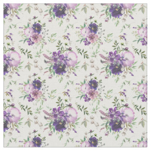 Paarse Bloemige Waterverf Lavendel Bloemen Stof