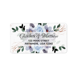 Paarse Bloemige Waterverf Retouradres Etiket