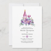 Paarse Bloemige Wijnproeverij Verlovingsfeest Kaart (Voorkant)