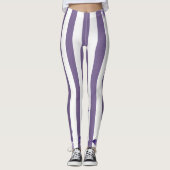 Paarse Bloemige Witte Leggings (Voorkant)