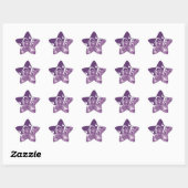 Paarse bloemige witte rollen ster sticker (Vel)