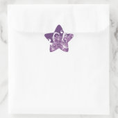 Paarse bloemige witte rollen ster sticker (Tas)