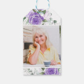 Paarse bloemige zaadpakket herdenkingsdienst rouwp cadeaulabel (Achterkant)