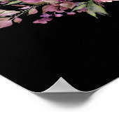 Paarse Bloemige Zwarte Botanische Ongekoppelde Tro Poster (Hoek)