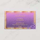 Paarse bloemkolen goud glitter monogrammen visitekaartje (Achterkant)