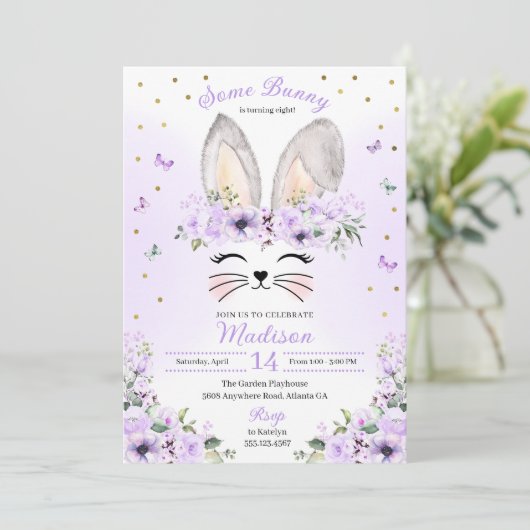 Paarse bloemkool en paasdag kaart (Staand voorkant)