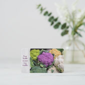 Paarse bloemkool op de markt visitekaartje (Staand voorkant)