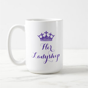 Paarse bloemkroon met Ladyship Script Koffiemok