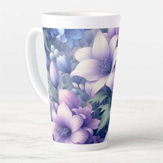 Paarse bloemlatte mok 350 & 500 ml (Linkerhoek)