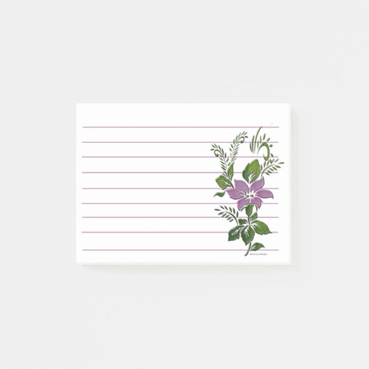 Paarse bloemlijn  post-it® notes (Voorkant)