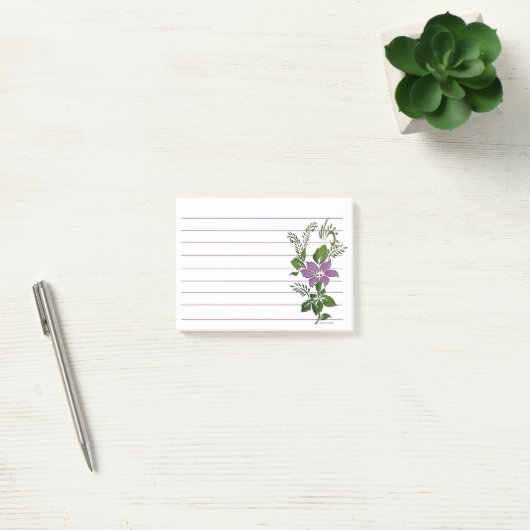Paarse bloemlijn post-it® notes (Kantoor)
