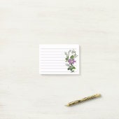 Paarse bloemlijn  post-it® notes (Op bureau)