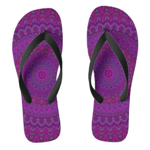 Paarse bloemmandala teenslippers