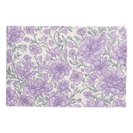Paarse bloemmotief botanische bloem kussensloop (Achterkant)
