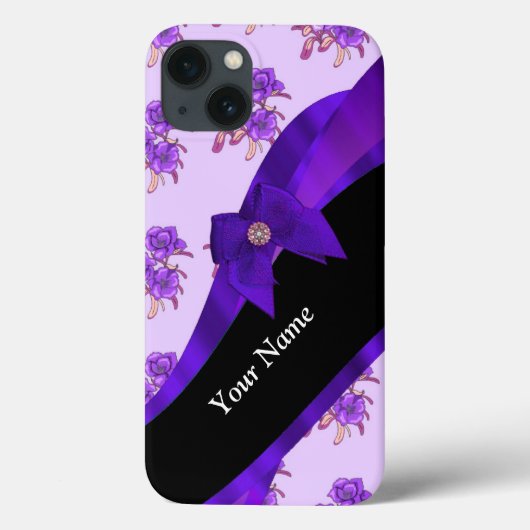 paarse bloemmotief Case-Mate iPhone case (Achterkant)