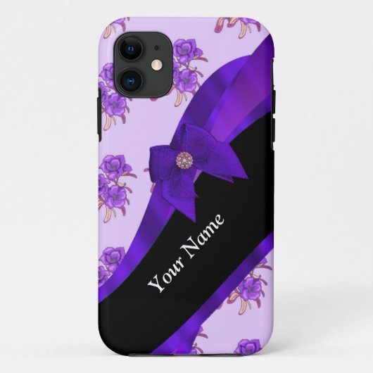 paarse bloemmotief Case-Mate iPhone case (Achterkant)