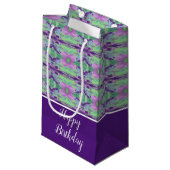 Paarse bloemmotief klein cadeauzakje (Voorkant Gekanteld)