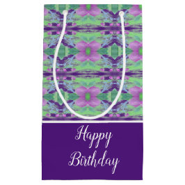 Paarse bloemmotief klein cadeauzakje