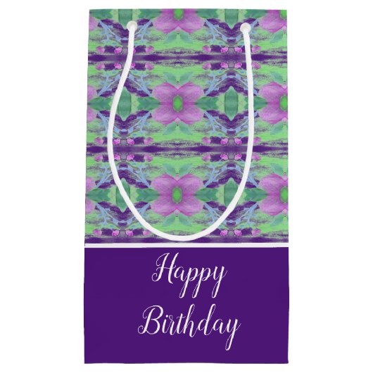 Paarse bloemmotief klein cadeauzakje (Voorkant)