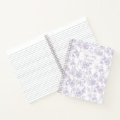  Paarse bloemmotief met vogelmonogram Notitieboek (Binnen)