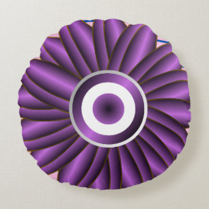 Paarse Bloemmotief Modern Abstract Bloemontwerp Rond Kussen