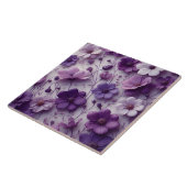 Paarse bloemmotief op een witte achtergrond tegeltje (Zijkant)