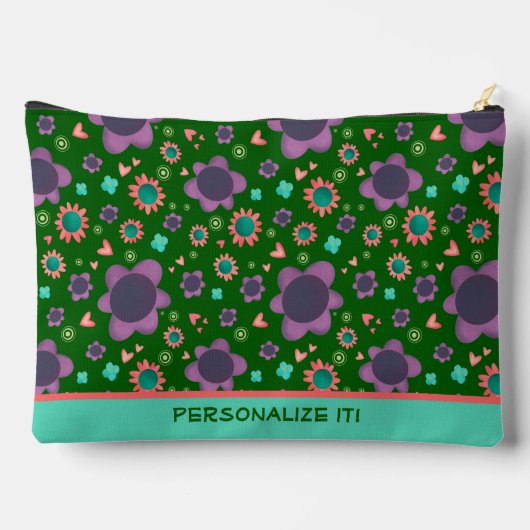 Paarse bloemmotief Unieke aangepaste accessoire ta Etui (Achterkant)